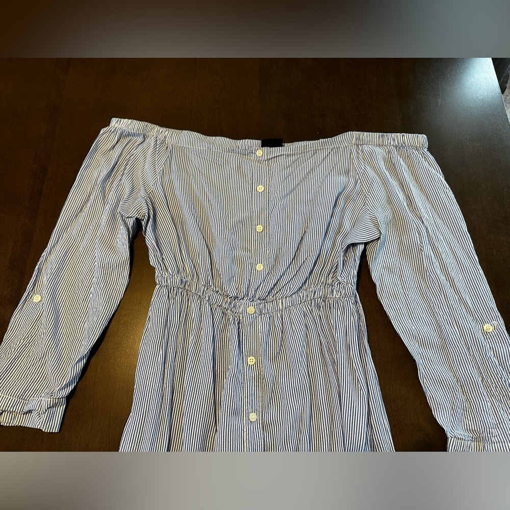Torrid Off the Shoulder Blue and White Shirt Dress Size 0X